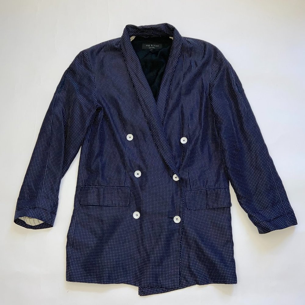 rag & bone blue polka dot Silk Blazer